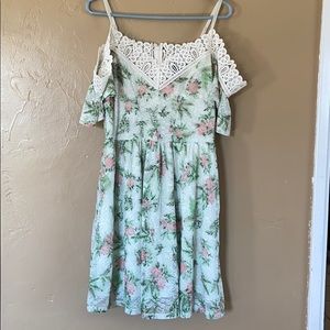 Floral lace off the shoulder dress